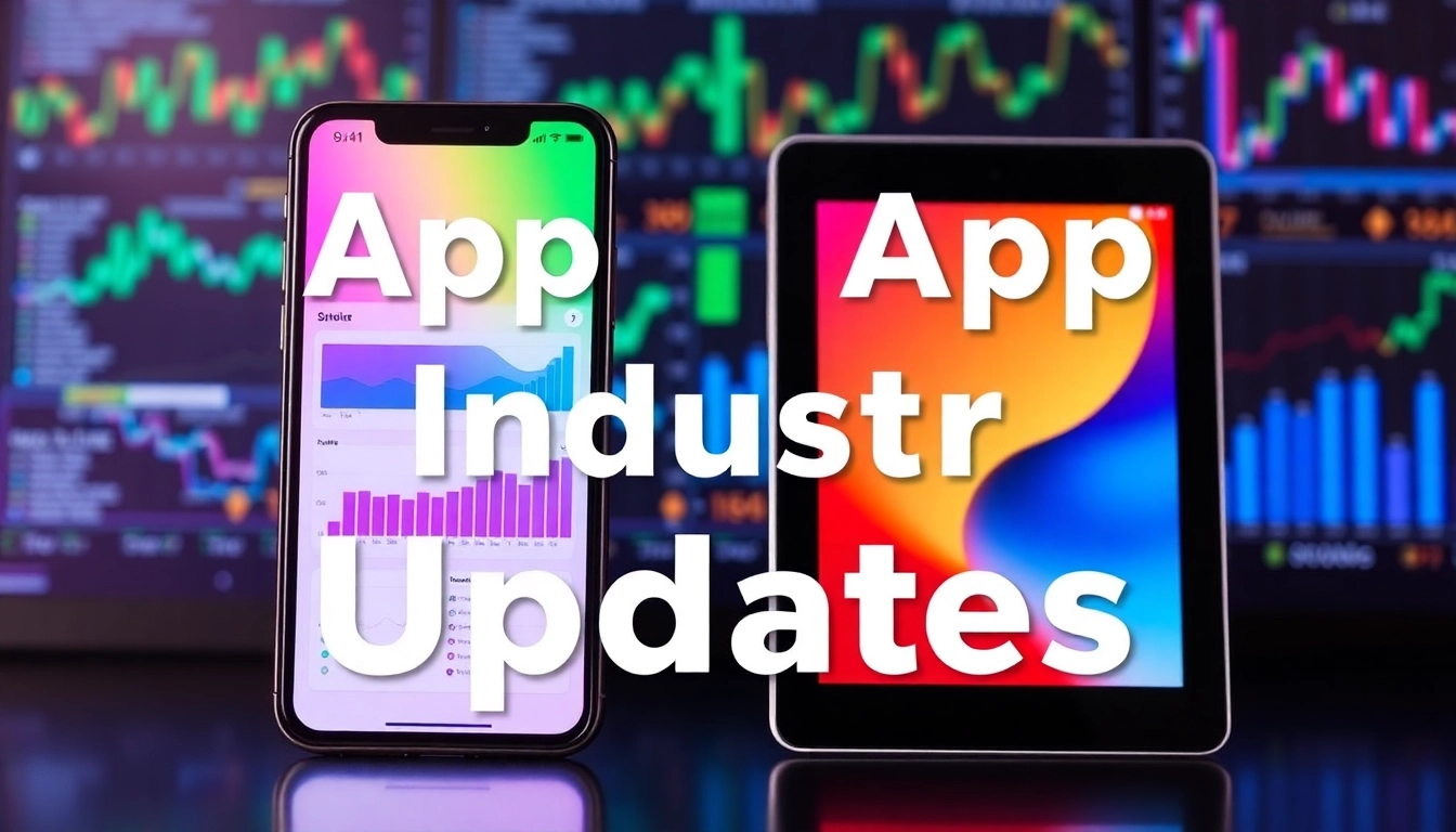 Current App Industry Updates infographic featuring trending mobile app charts and statistics