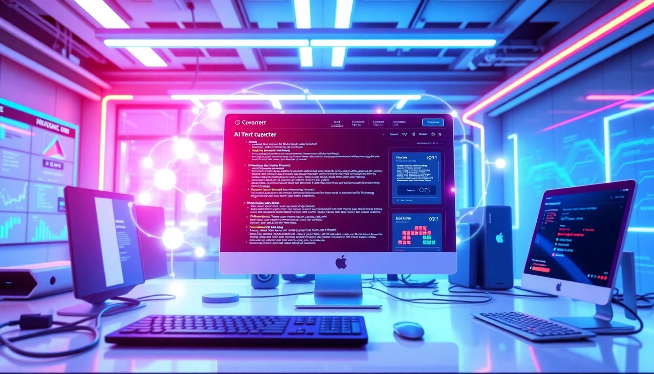 Illustration of AI text converter tools interface demonstrating natural language processing